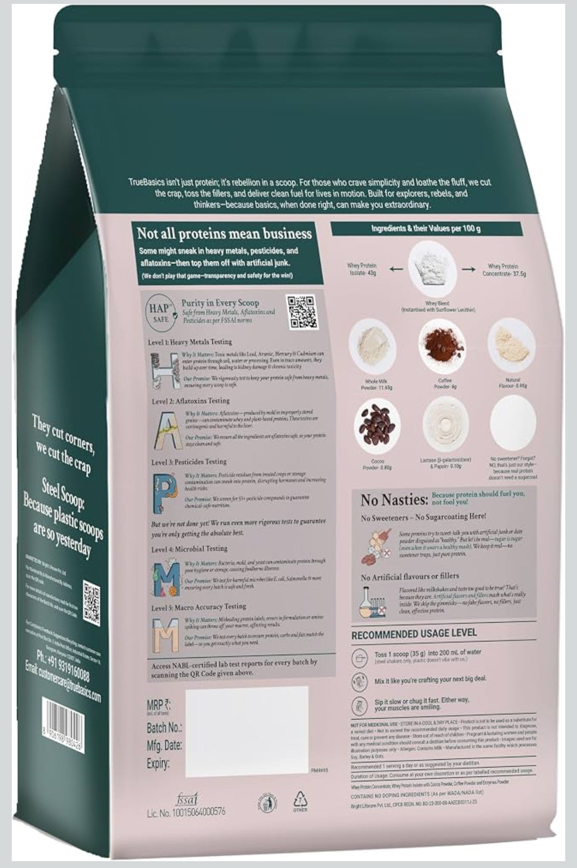 TrueBasics Clean Plant Protein Powder, Chocolate, 1kg