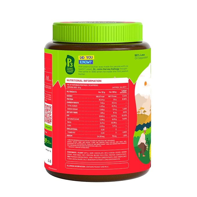 Alpino High Protein Dark Chocolate Peanut Butter Crisp 1 KG | 32% High Protein | Made with Roasted Peanuts, Whey Protein, Pea Protein & Dark Chocolate | Peanut Butter Crispy