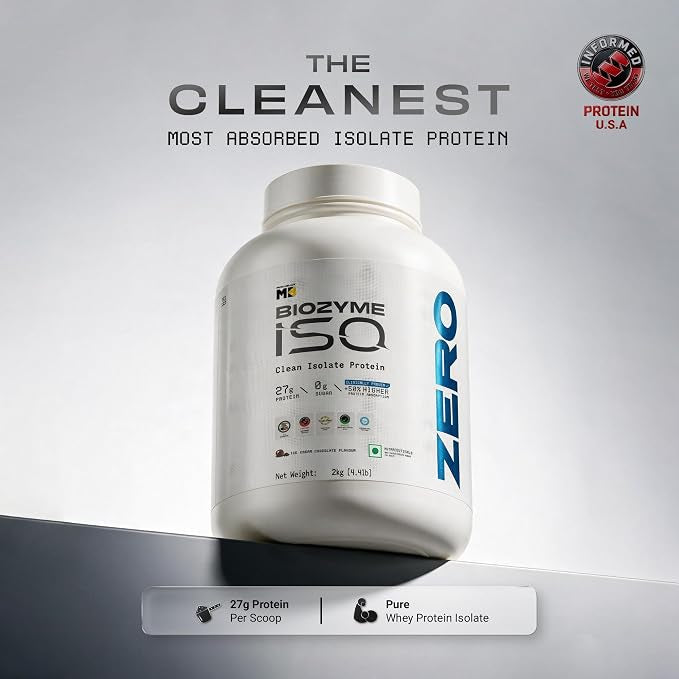 MuscleBlaze Biozyme Iso-Zero Whey Protein Isolate Powder, 2kg (4.4lbs)