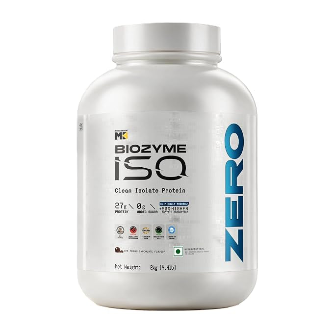 MuscleBlaze Biozyme Iso-Zero Whey Protein Isolate Powder, 2kg (4.4lbs)